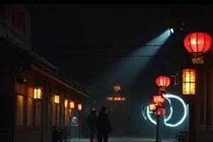 夜间客厅大屏上展示分层片单的界面截图